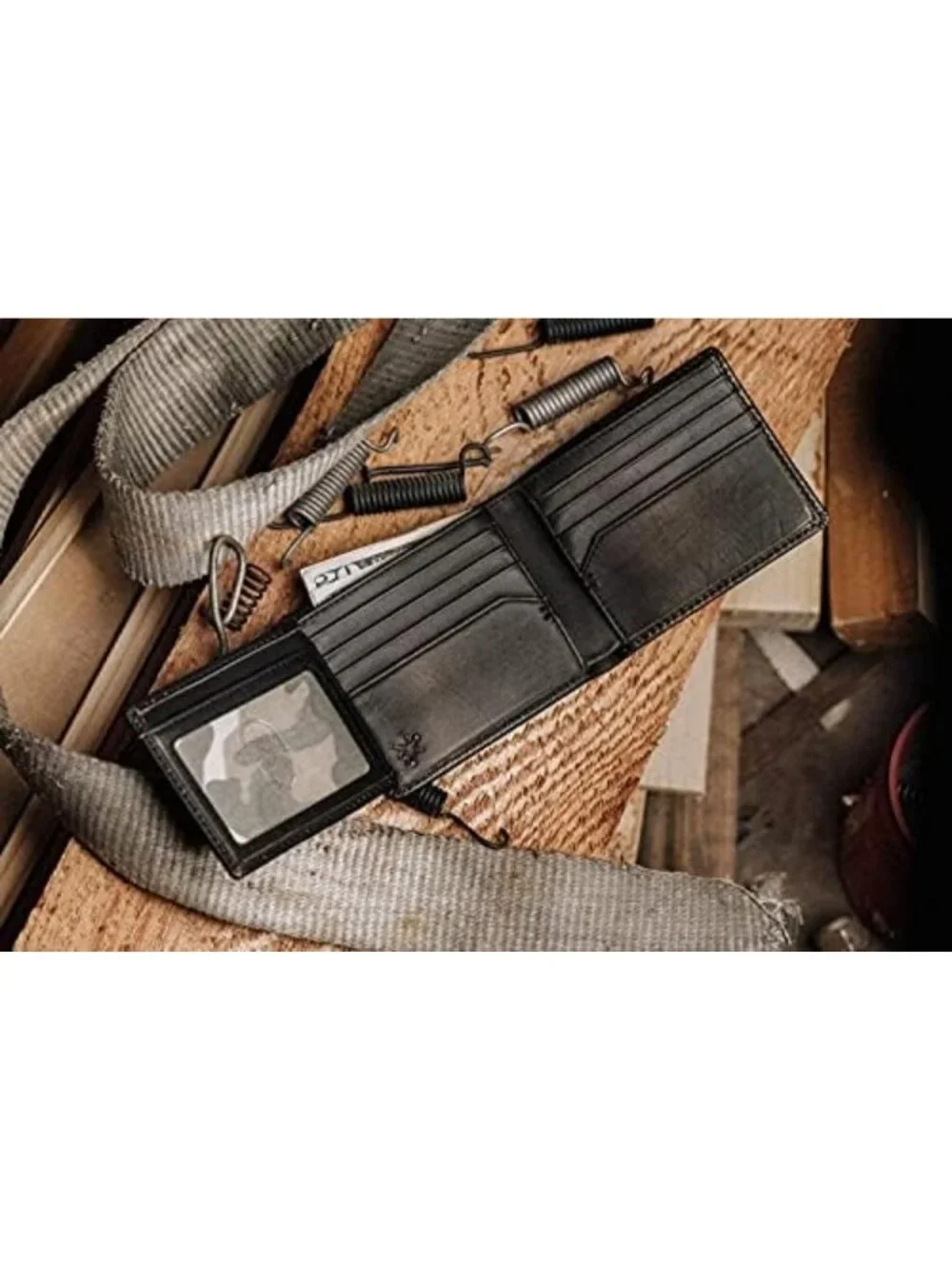 Men's Bifold Wallet - Double ID, 2 ID Windows, Durable Leather, Stylish